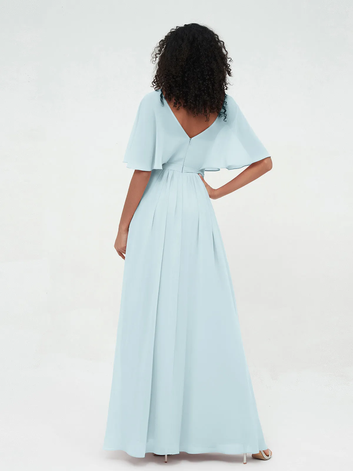 Illusion Sweetheart Neck Chiffon Max Dresses-Mist