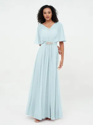 Illusion Sweetheart Neck Chiffon Max Dresses-Mist