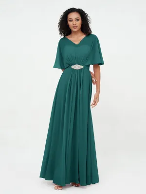 Illusion Sweetheart Neck Chiffon Max Dresses-Peacock