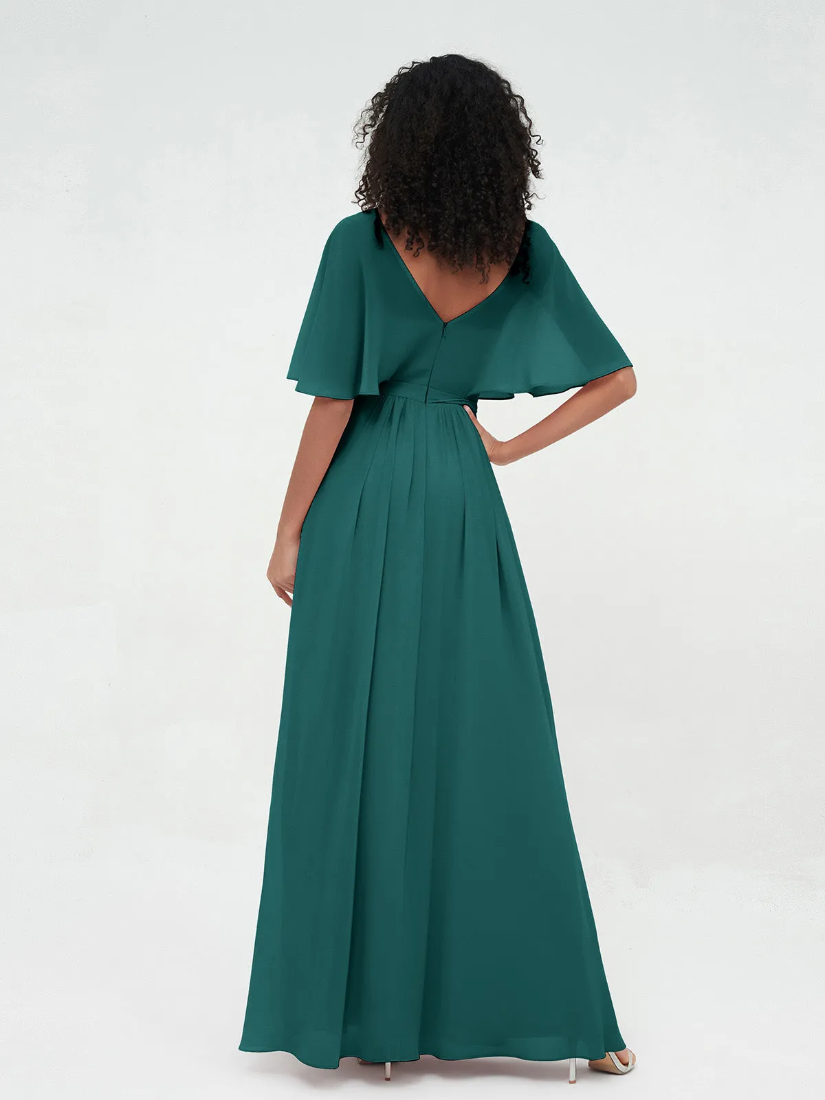 Illusion Sweetheart Neck Chiffon Max Dresses-Peacock