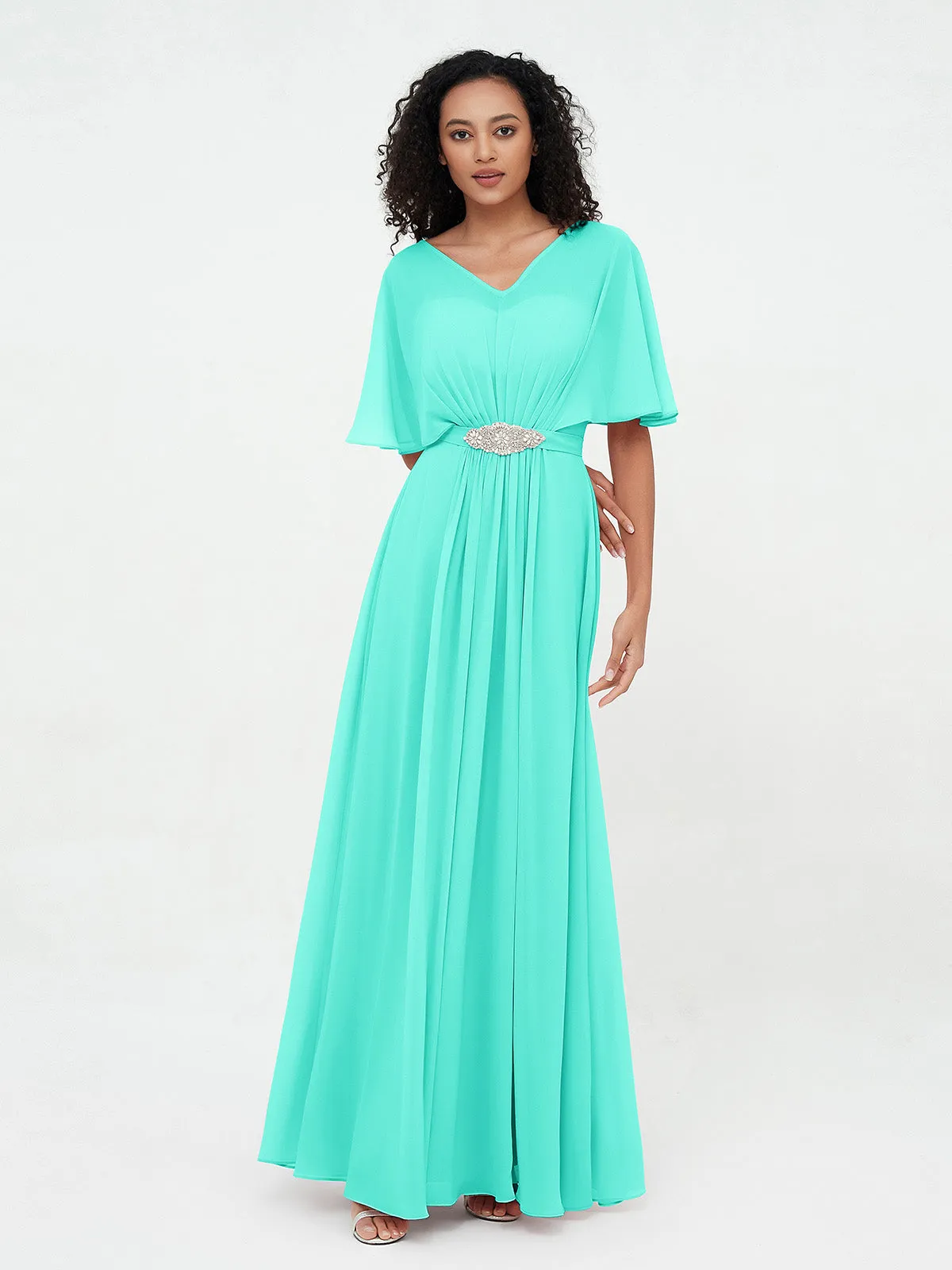 Illusion Sweetheart Neck Chiffon Max Dresses-Spa Plus Size
