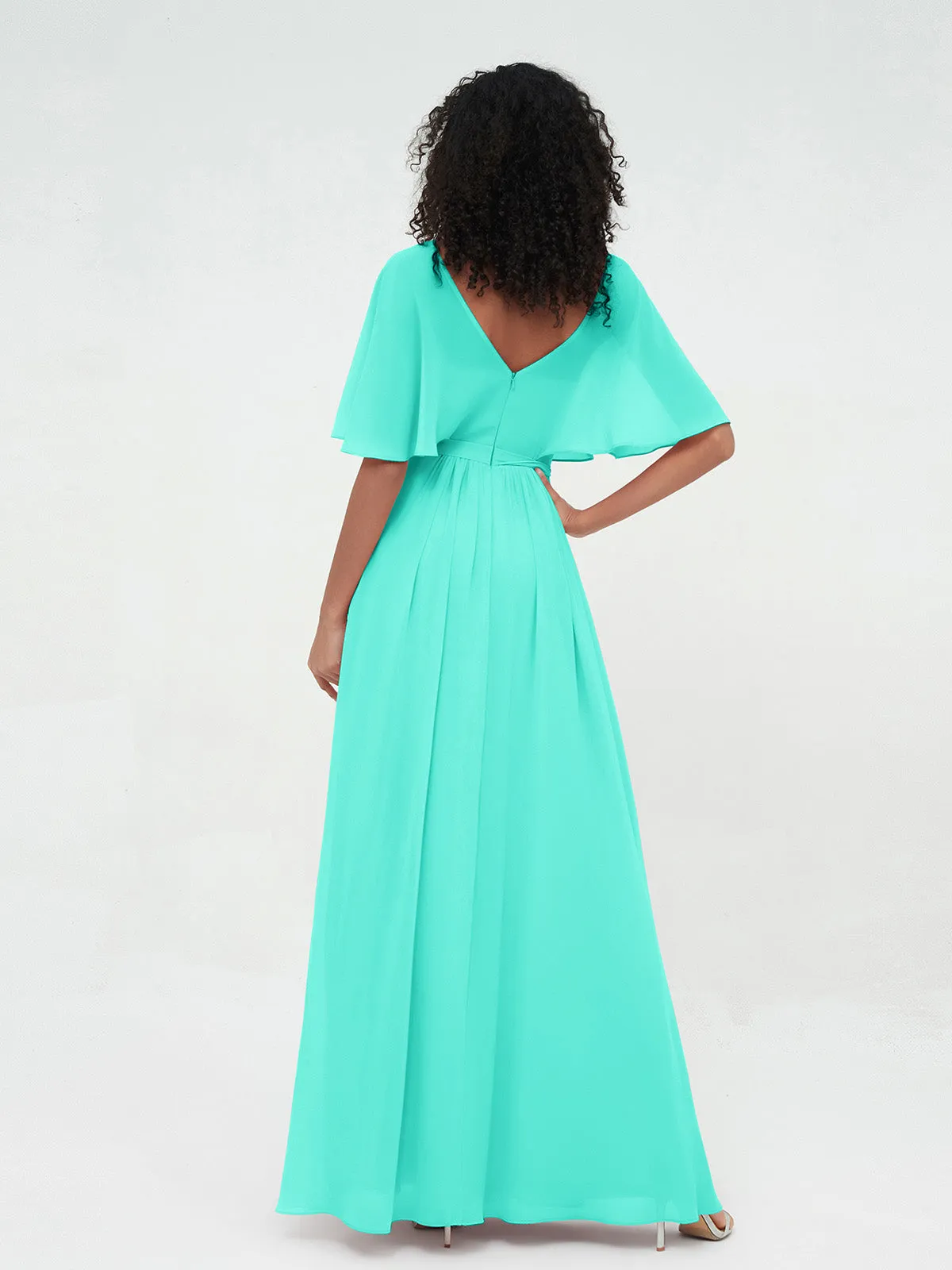 Illusion Sweetheart Neck Chiffon Max Dresses-Spa Plus Size