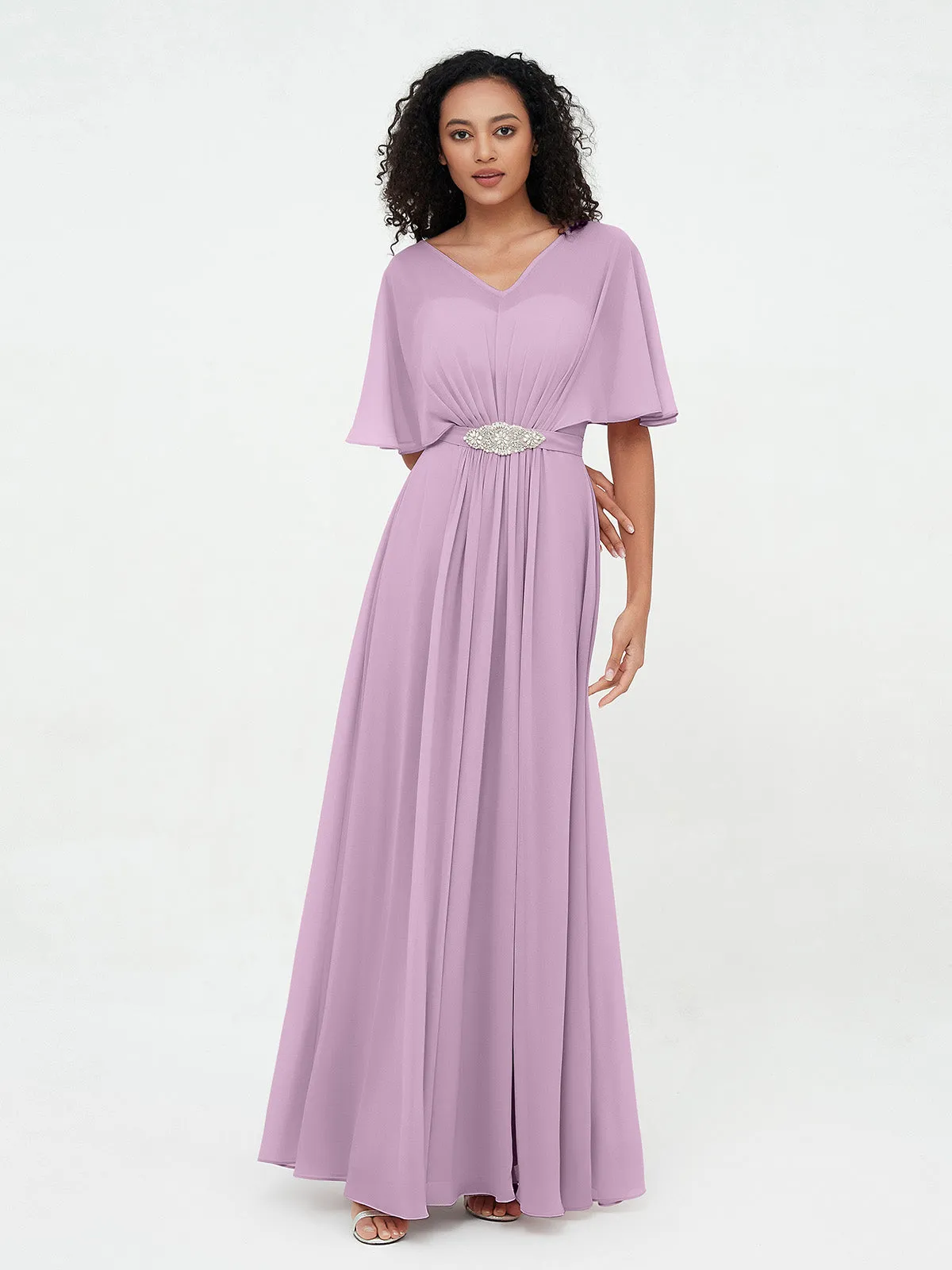Illusion Sweetheart Neck Chiffon Max Dresses-Wisteria Plus Size