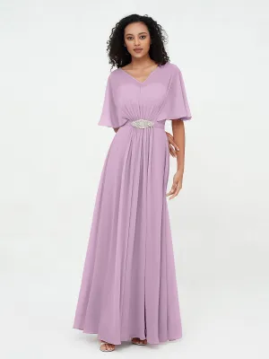 Illusion Sweetheart Neck Chiffon Max Dresses-Wisteria Plus Size