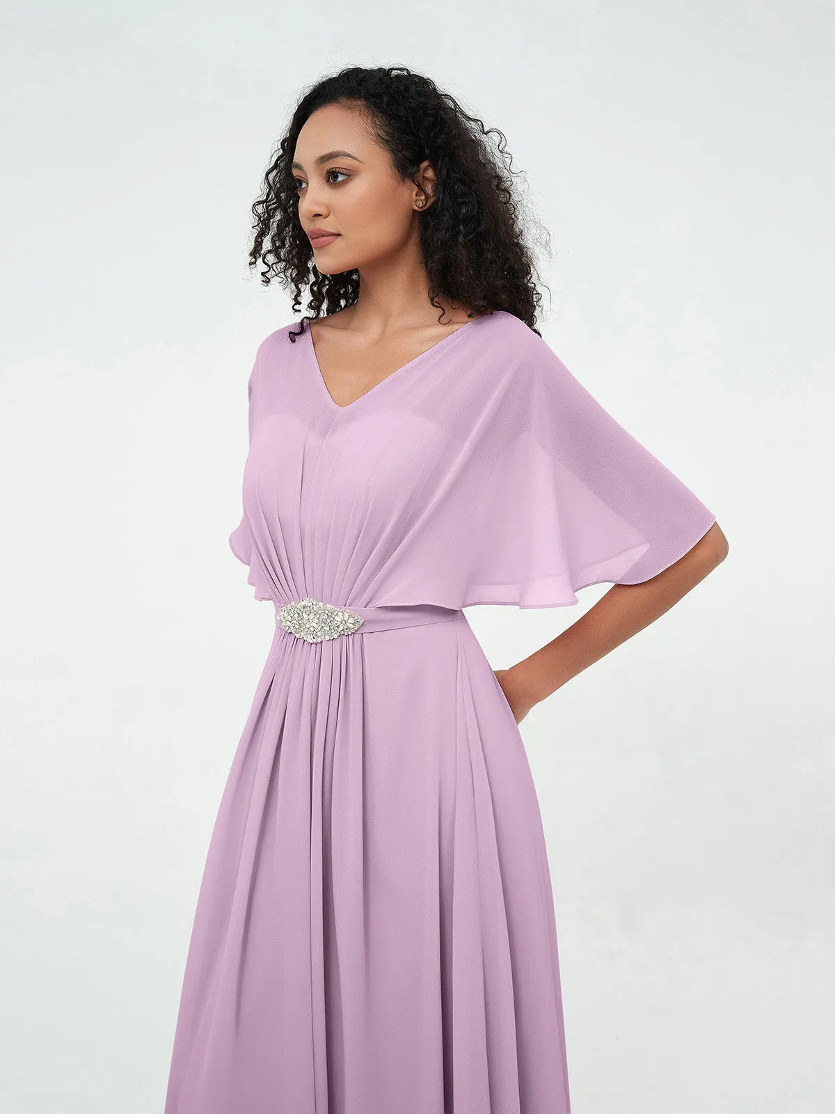 Illusion Sweetheart Neck Chiffon Max Dresses-Wisteria Plus Size