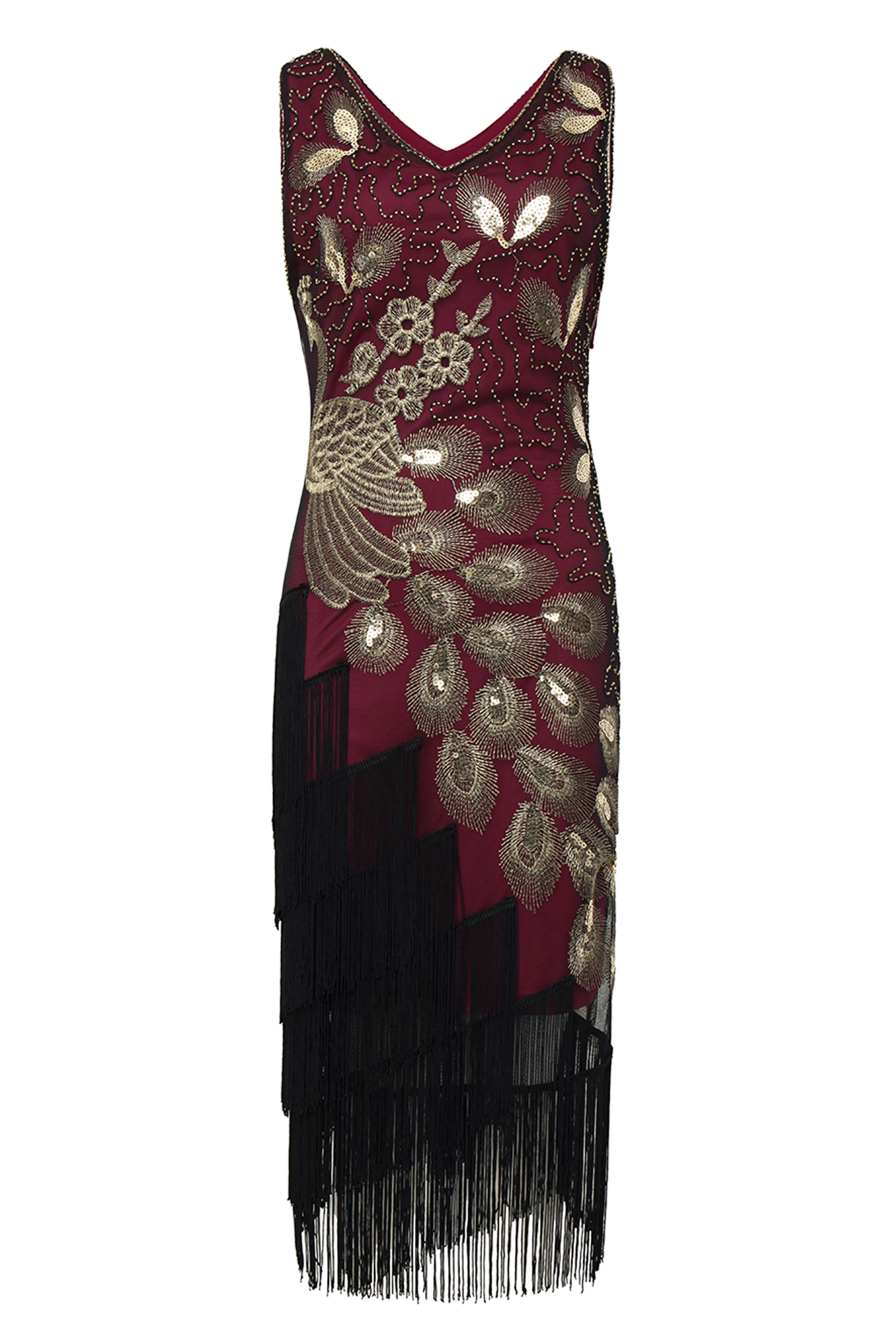 Irregular Tassel Hem Peacock Dress