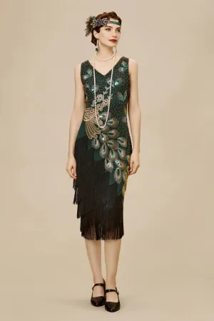 Irregular Tassel Hem Peacock Dress