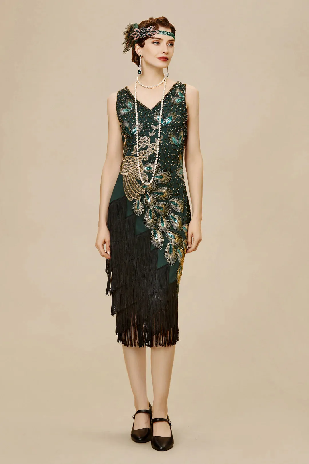 Irregular Tassel Hem Peacock Dress