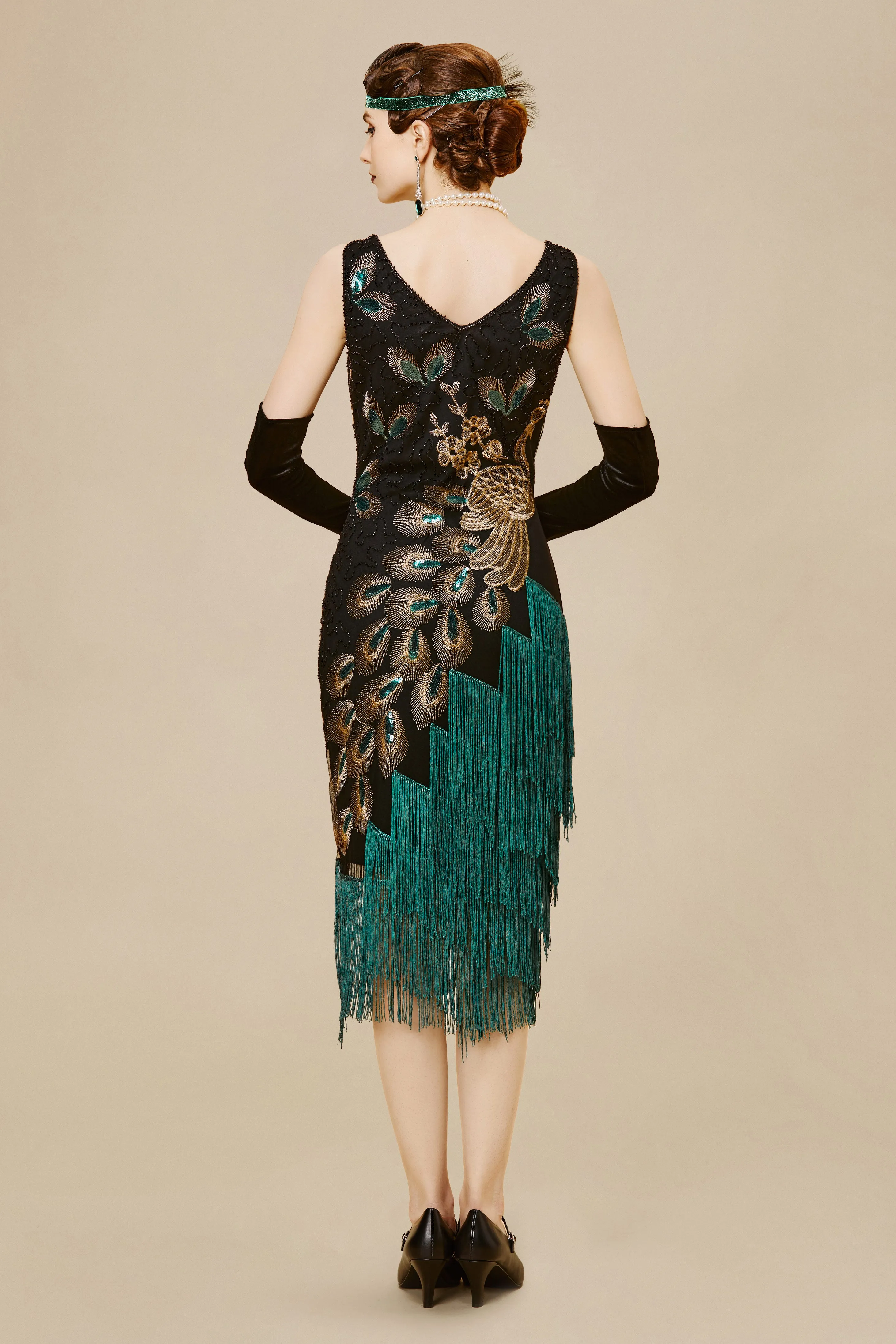 Irregular Tassel Hem Peacock Dress