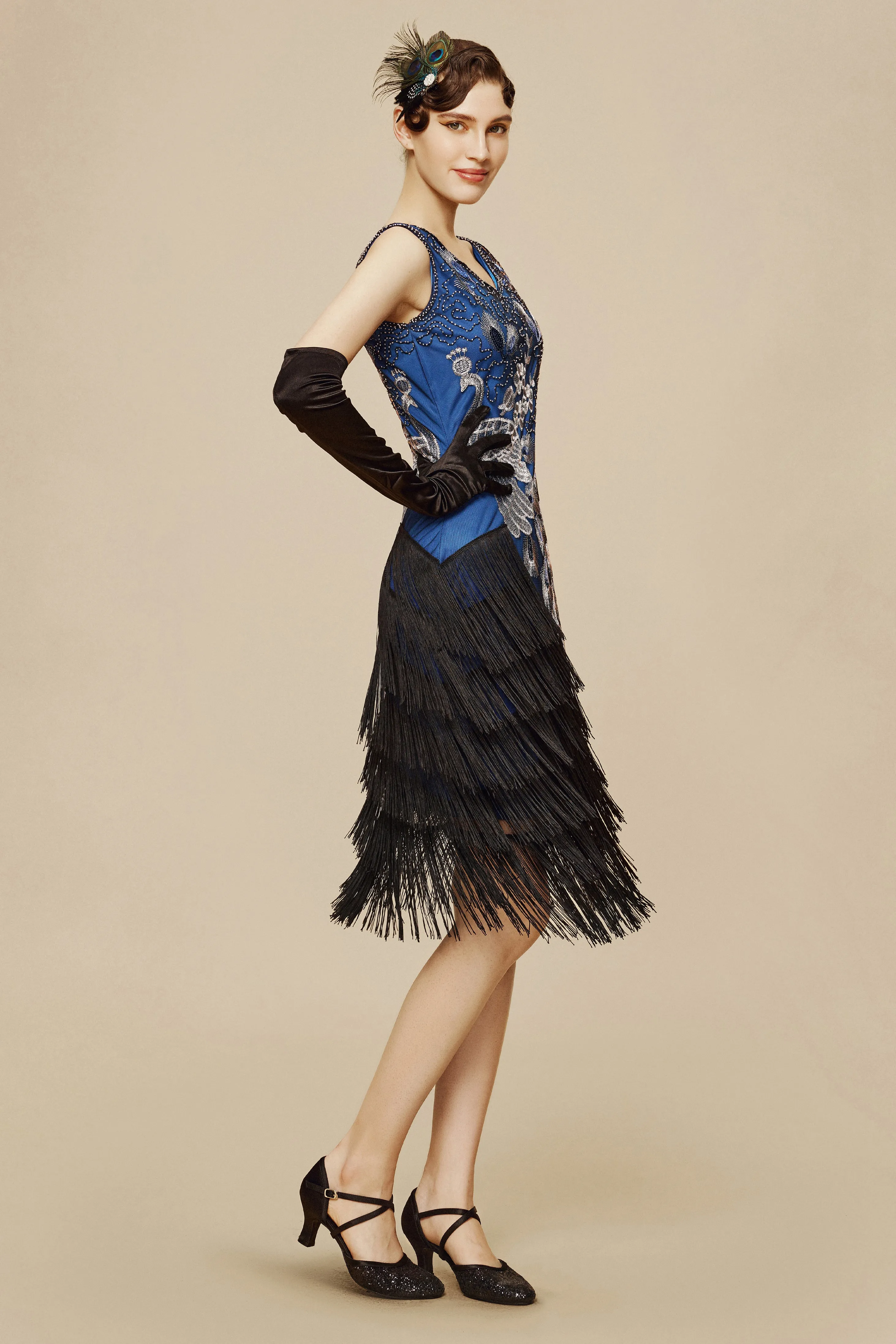 Irregular Tassel Hem Peacock Dress