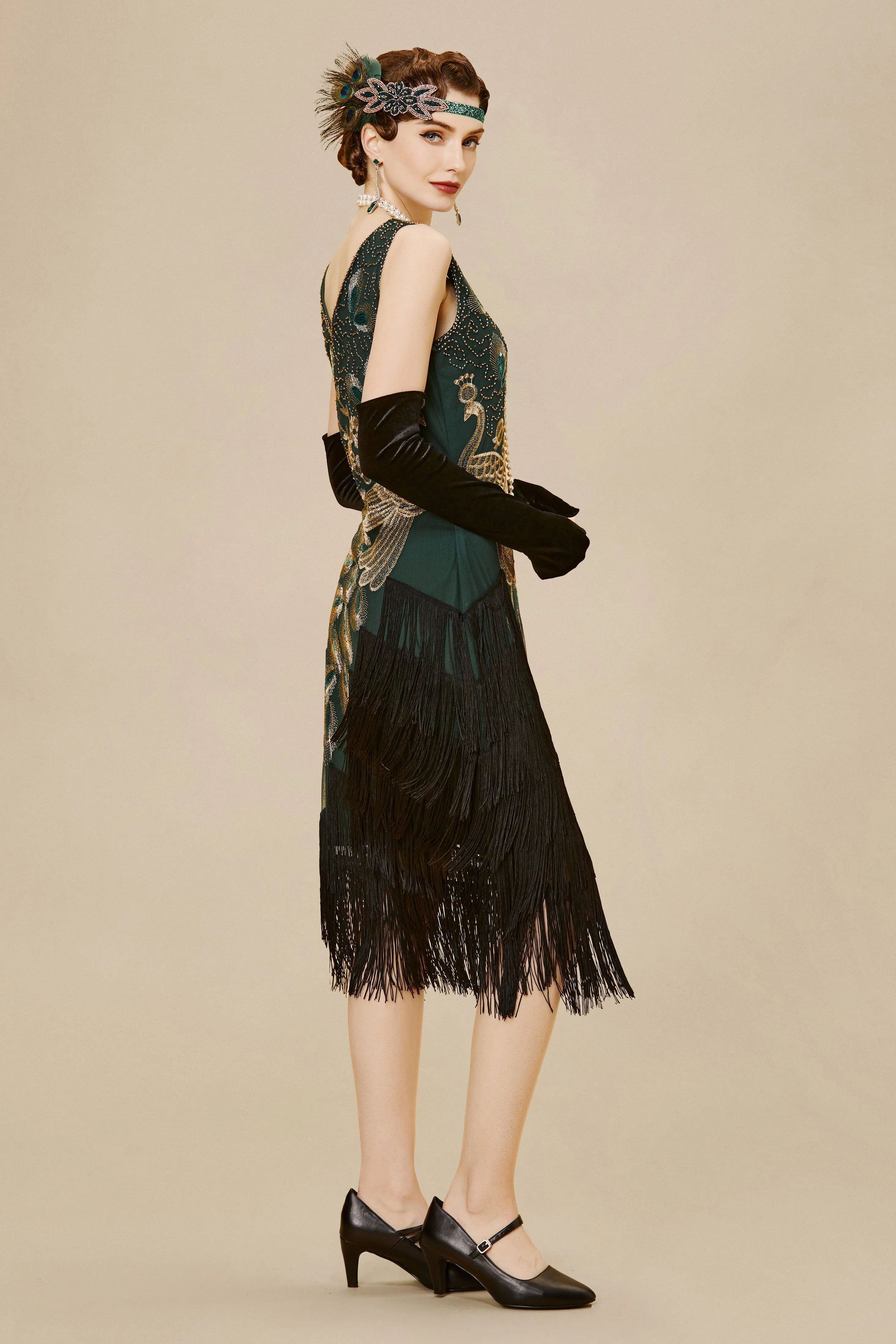 Irregular Tassel Hem Peacock Dress