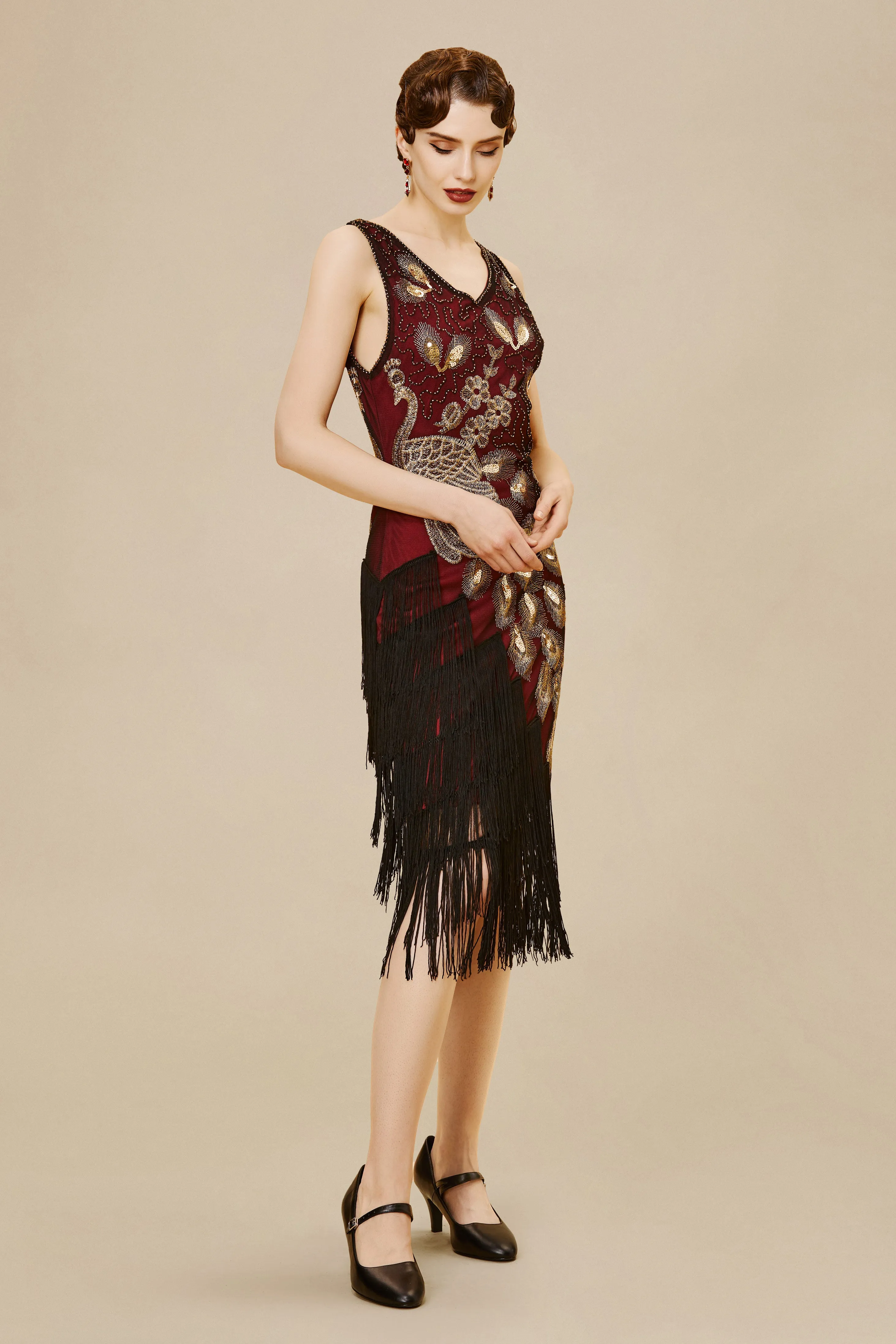 Irregular Tassel Hem Peacock Dress