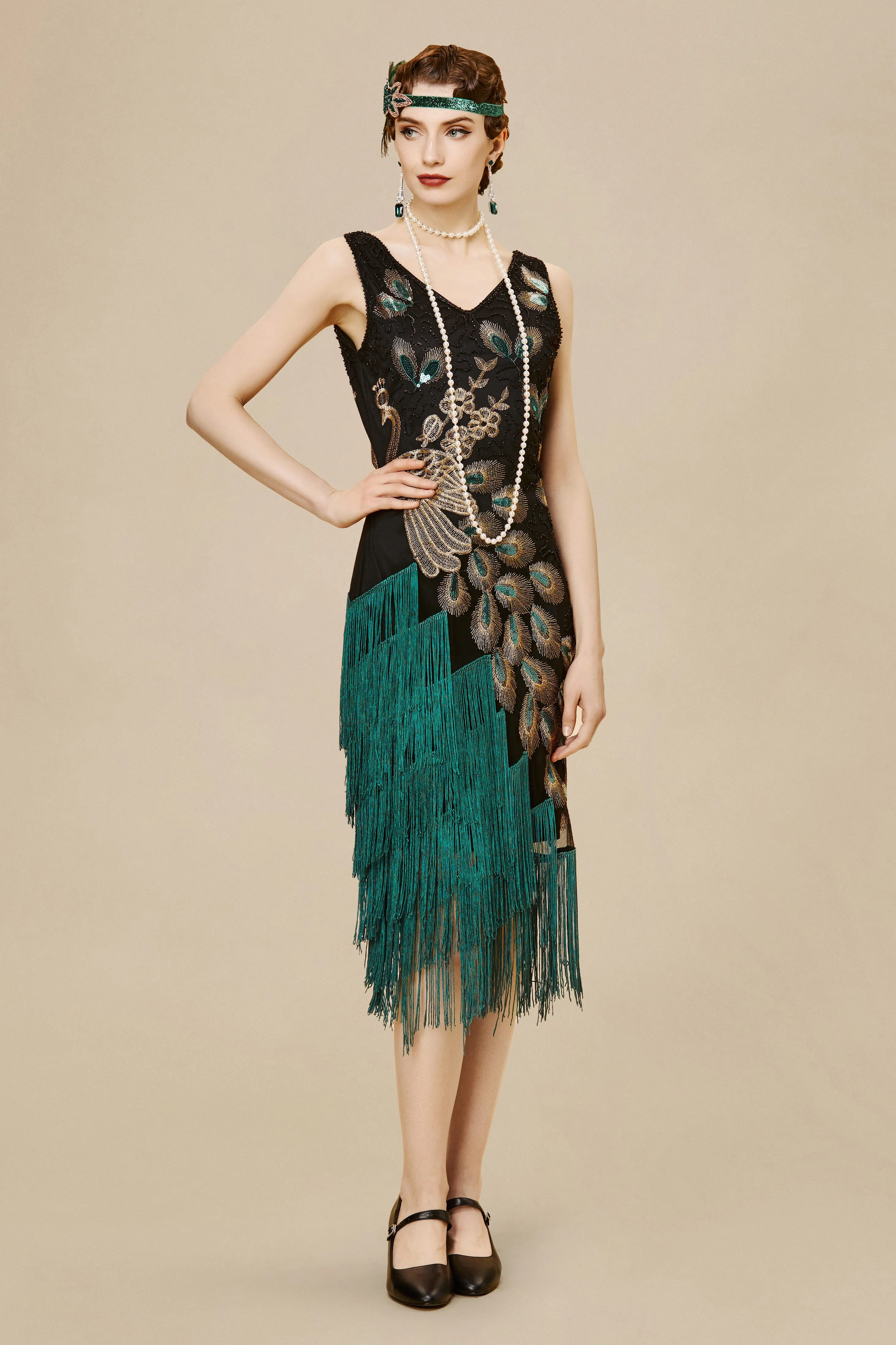 Irregular Tassel Hem Peacock Dress
