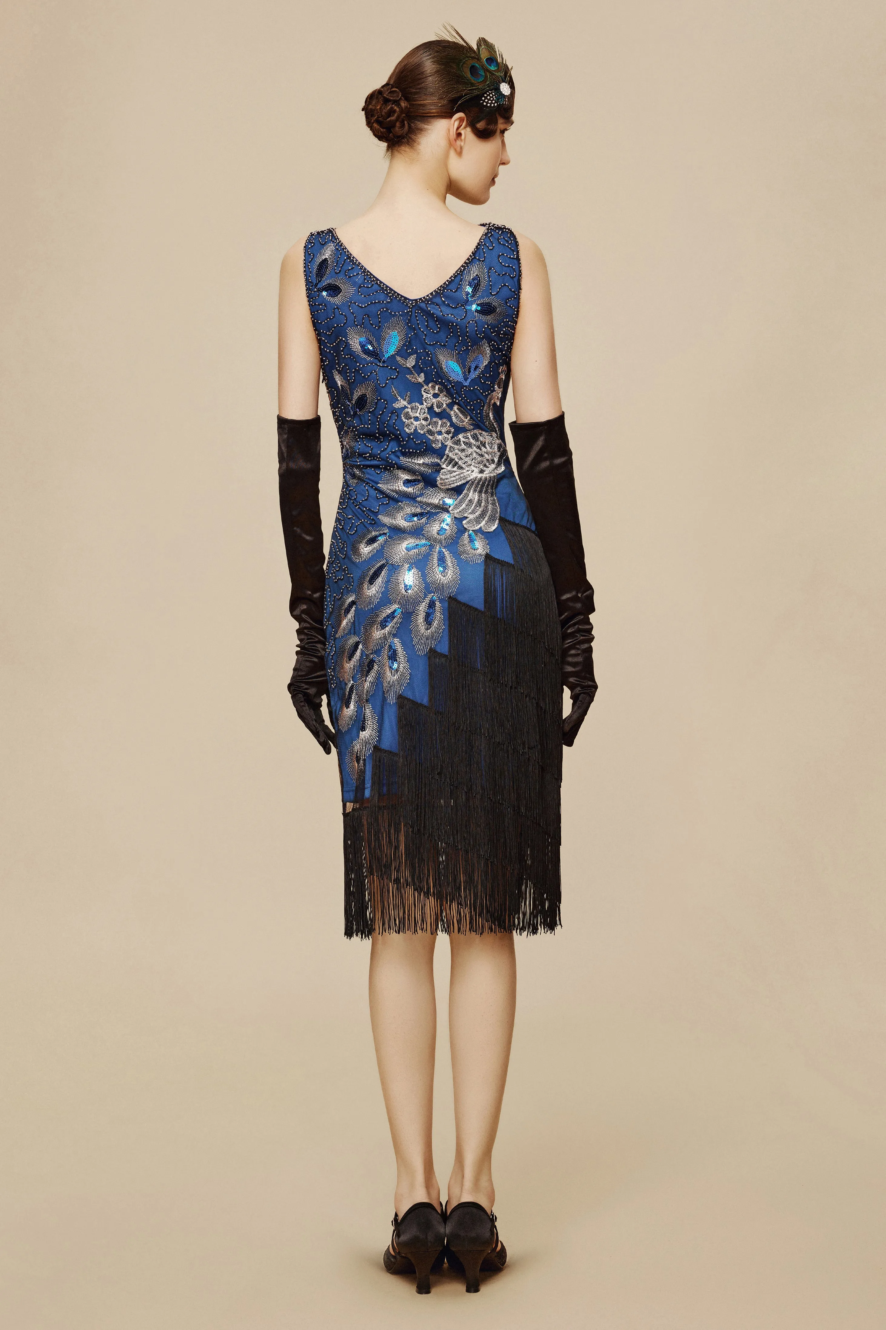 Irregular Tassel Hem Peacock Dress