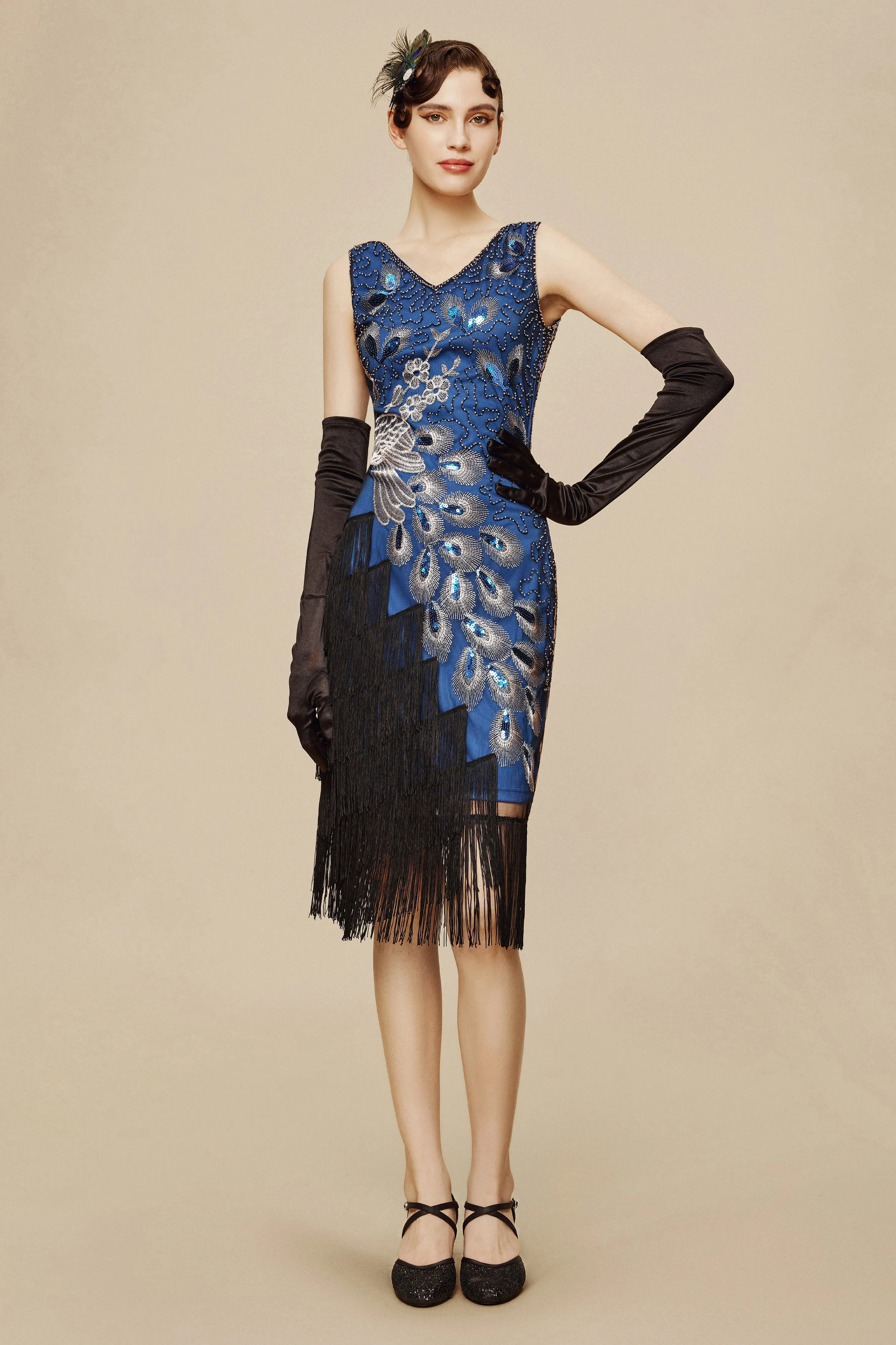 Irregular Tassel Hem Peacock Dress