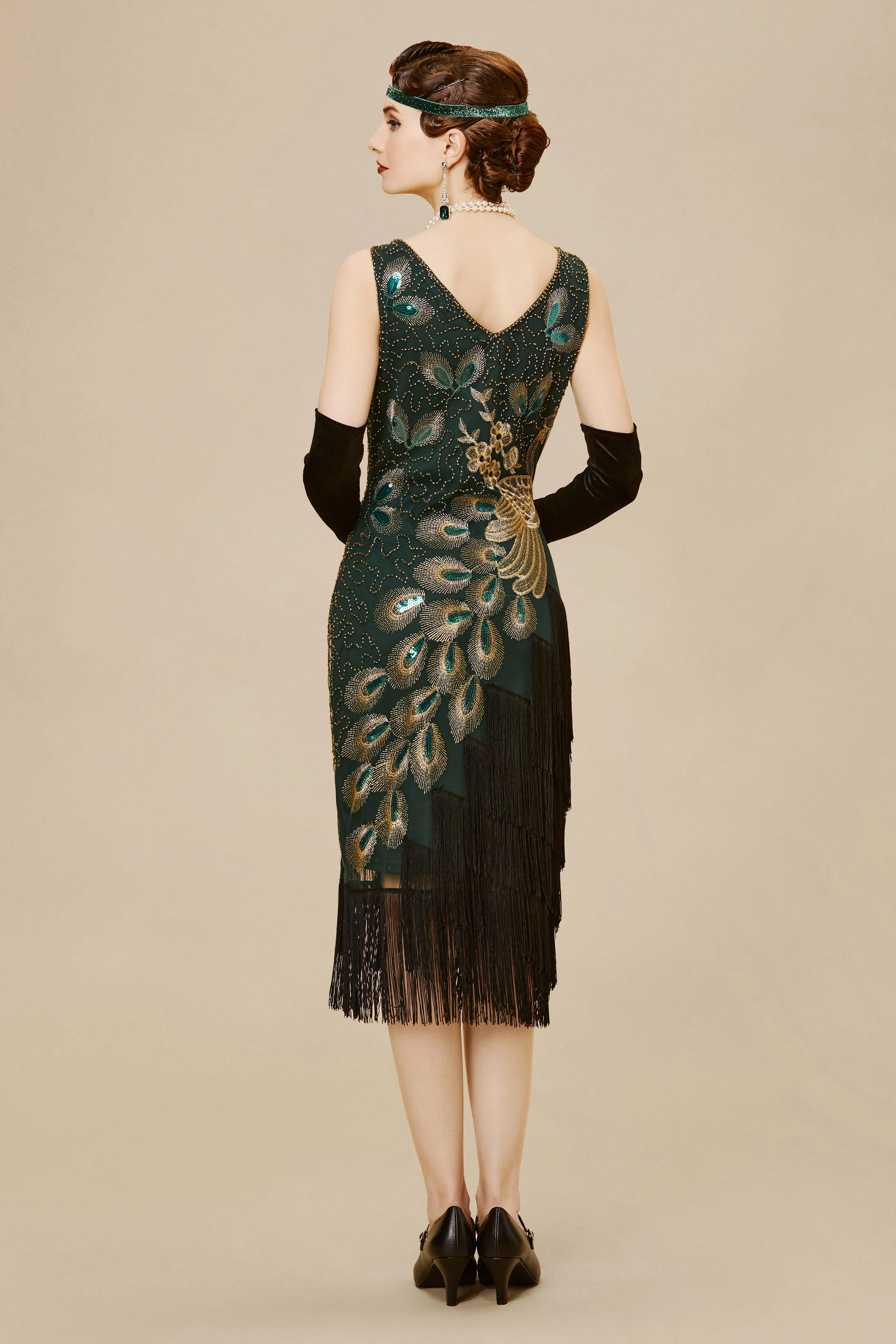 Irregular Tassel Hem Peacock Dress