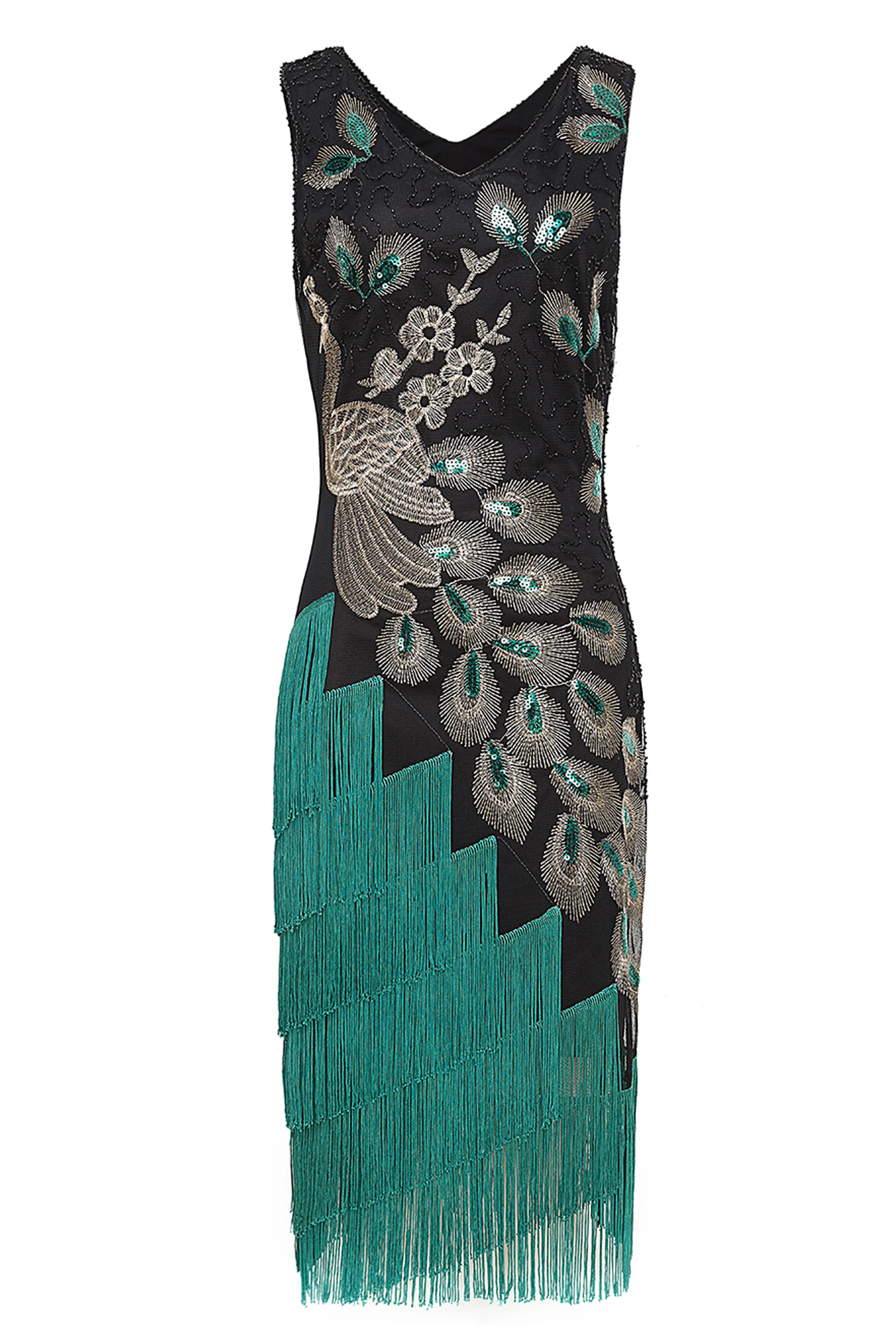 Irregular Tassel Hem Peacock Dress
