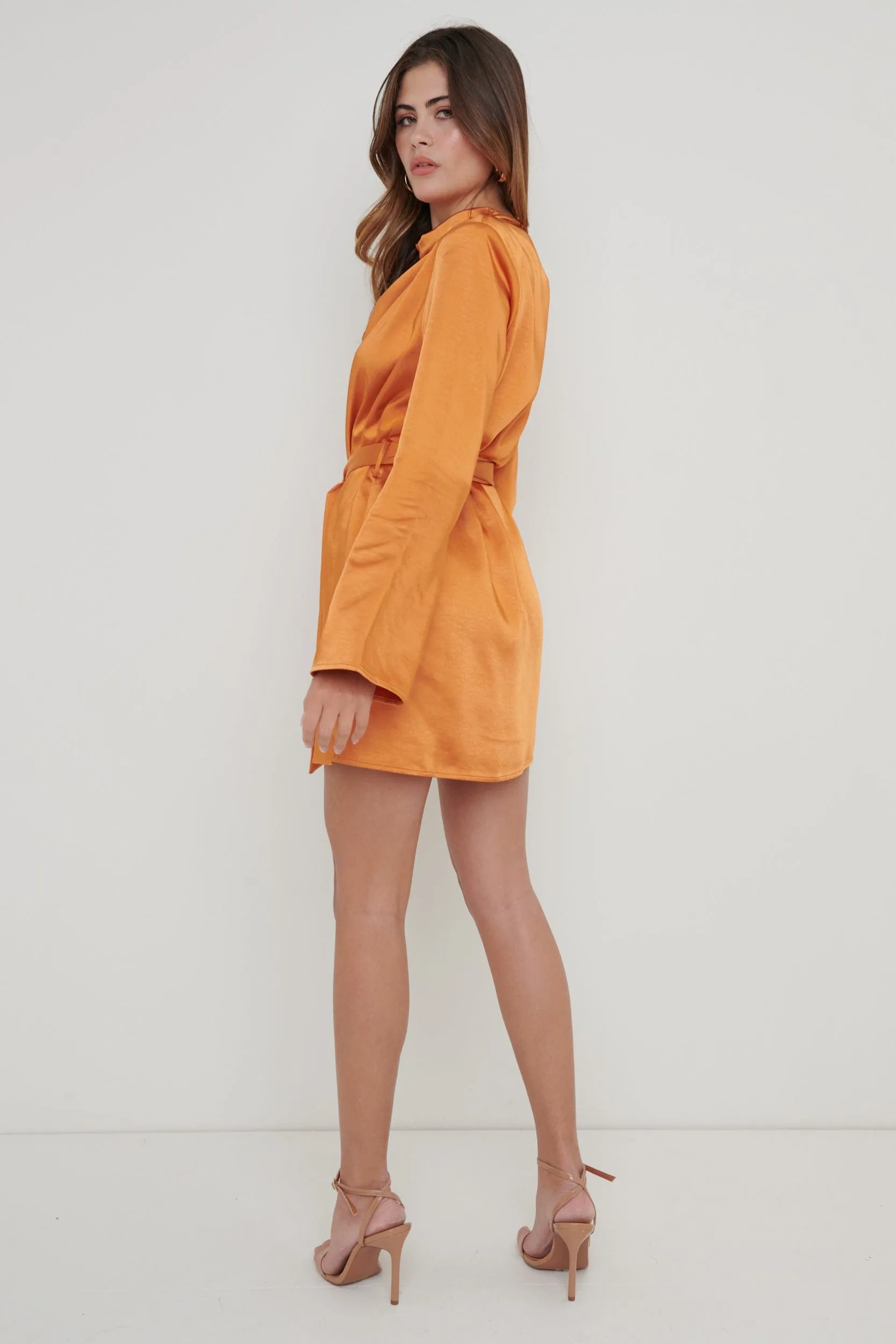 Jayda Cowl Neck Dress - Orange