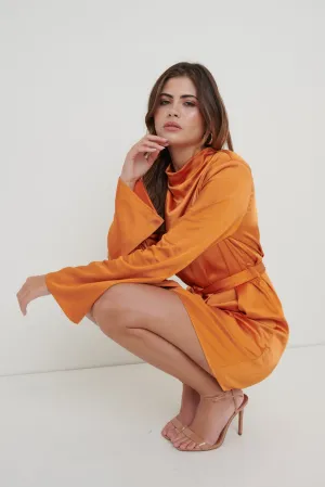 Jayda Cowl Neck Dress - Orange