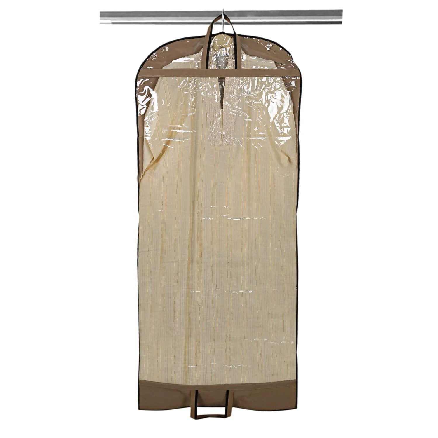Kuber Industries Non Woven 3 Pieces Long Suit Sherwani Cover (Brown) -NEWTC5872