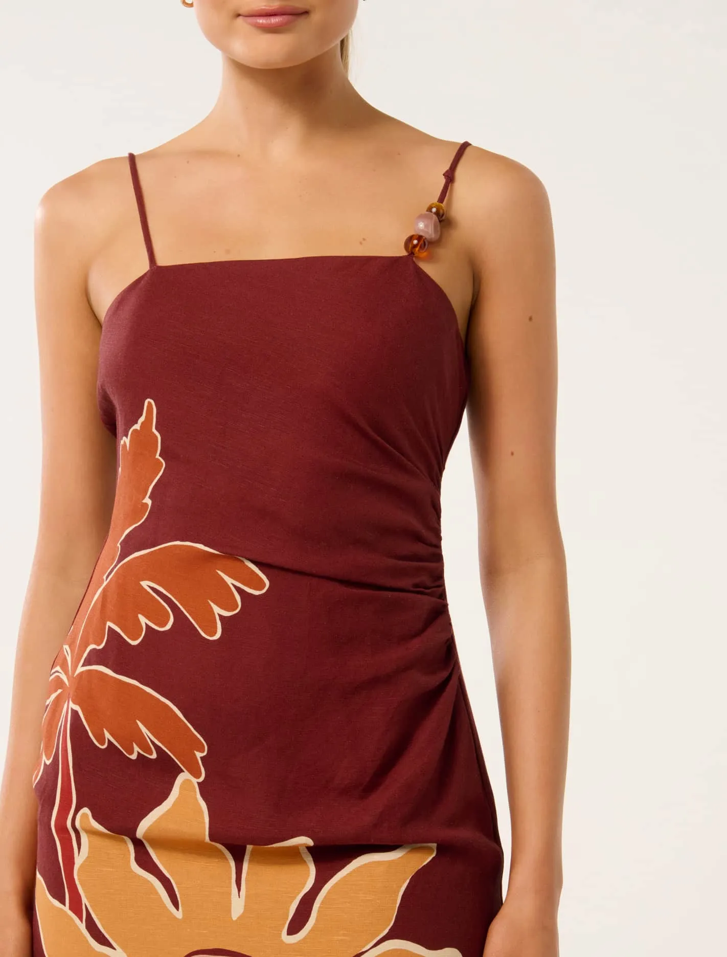 Kyla Beaded Tie Back Linen Mini Dress