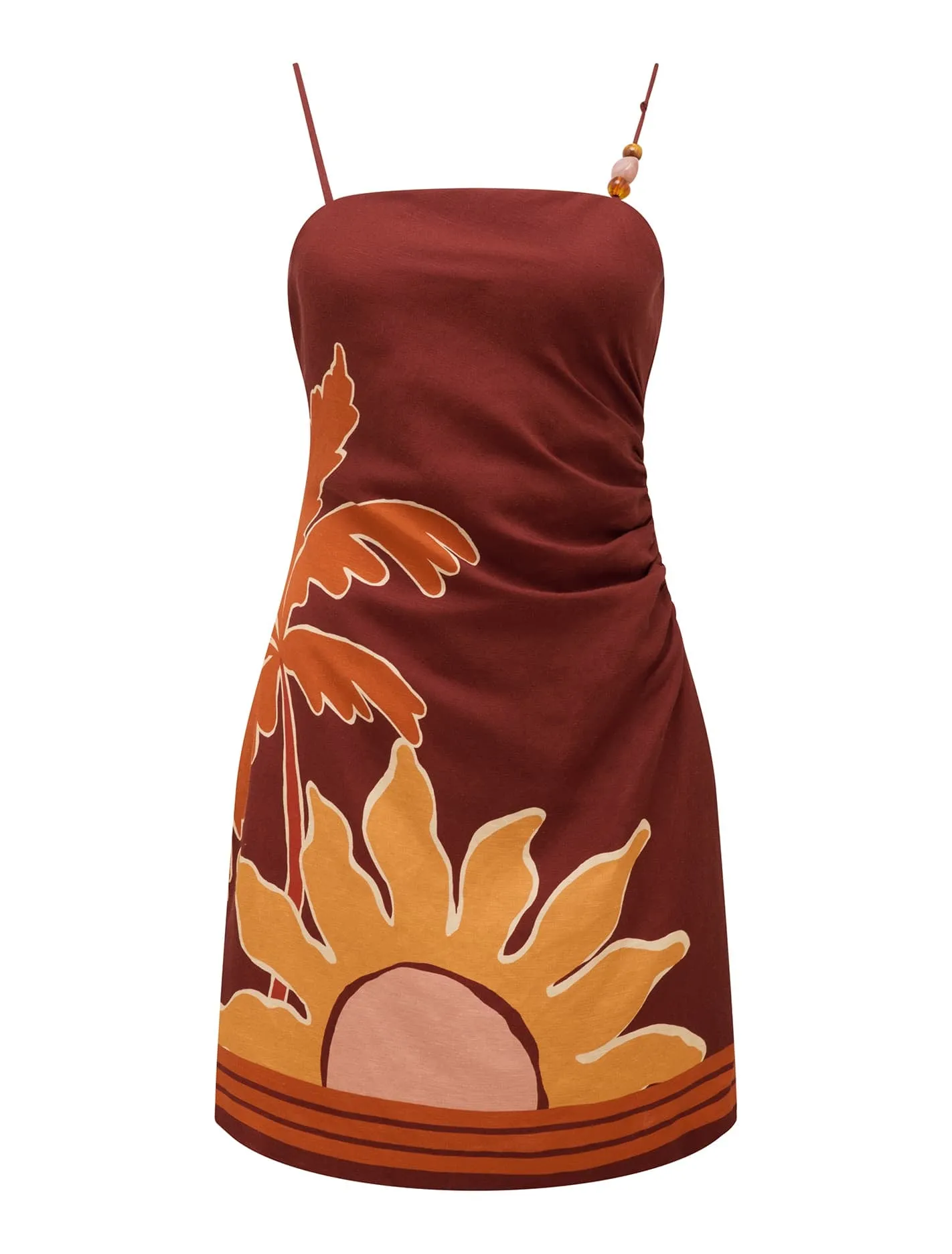 Kyla Beaded Tie Back Linen Mini Dress