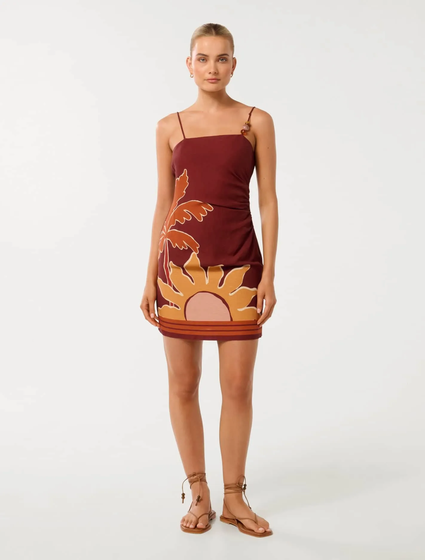 Kyla Beaded Tie Back Linen Mini Dress