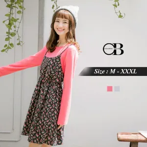 LAYERED LOOK FLORAL DRESS
