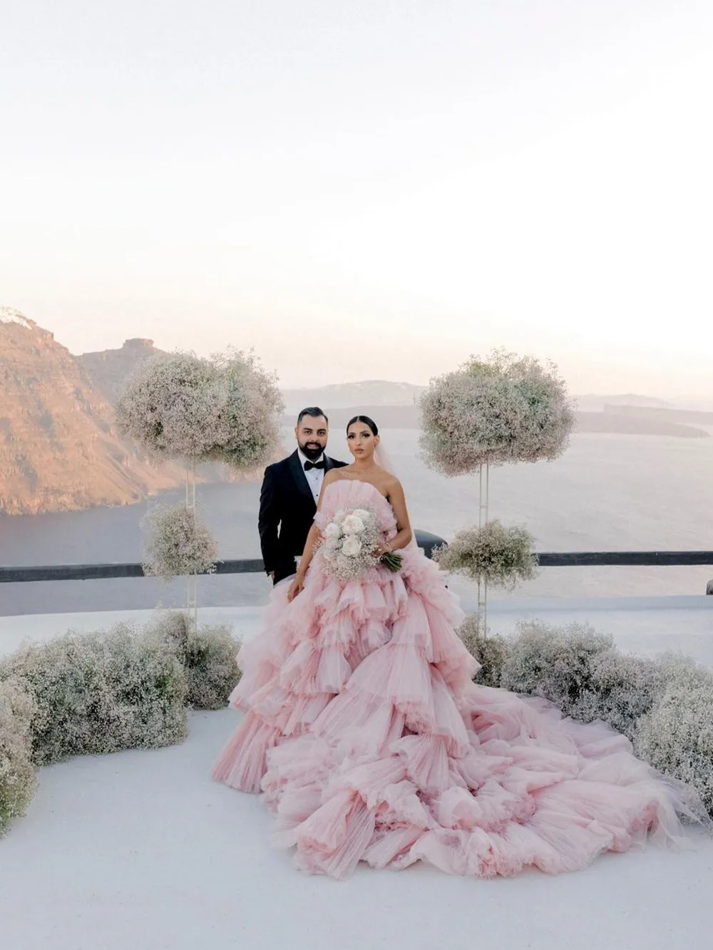 Layers Tulle Ball Gown Wedding Dress Drama Pink Wedding Dress WD1919