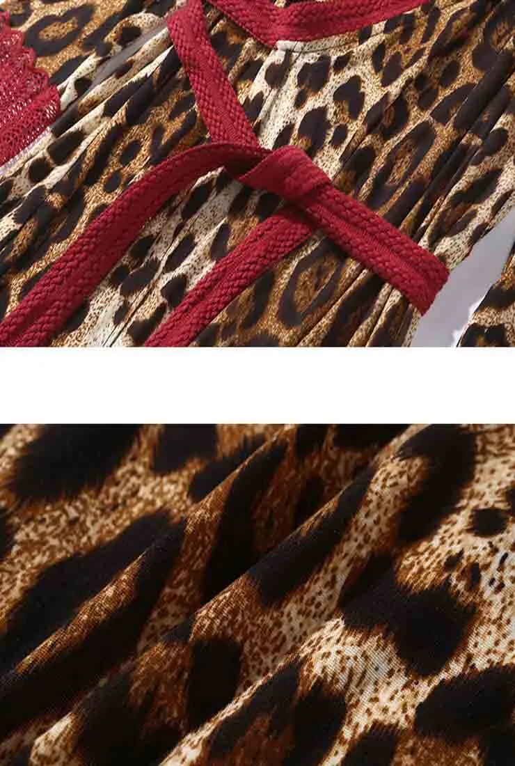 Leopard V-neck Sexy Maxi Wrap Dress
