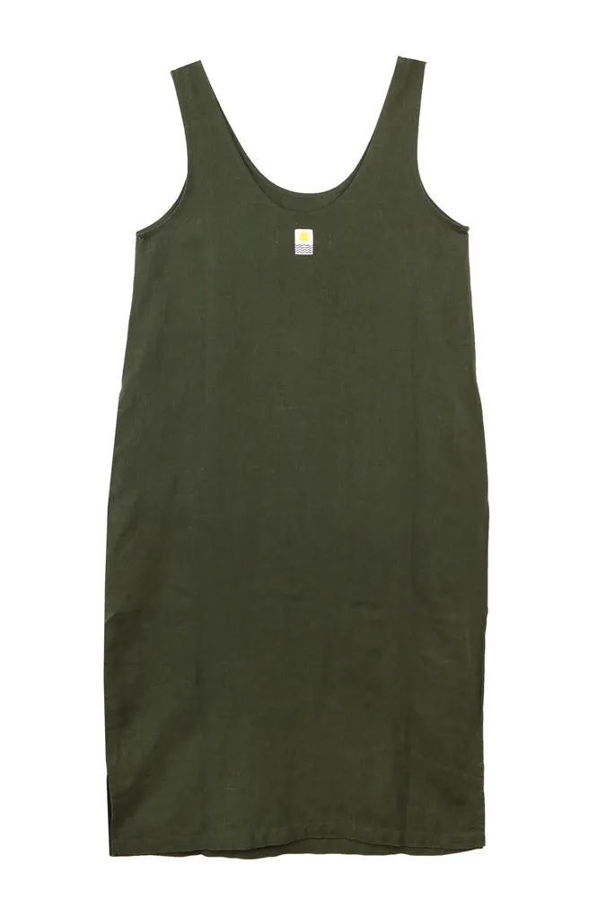 L.F. Markey Linen Hunter Green Shift Dress