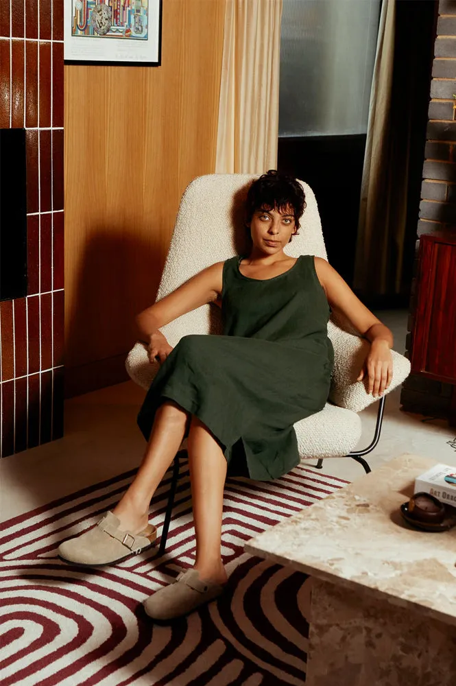 L.F. Markey Linen Hunter Green Shift Dress