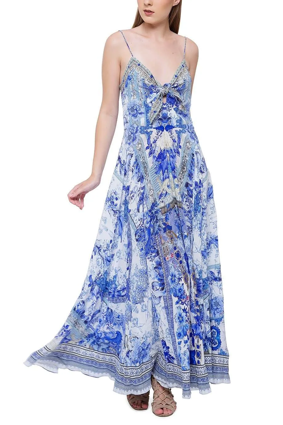 Long Dress W/Tie Front