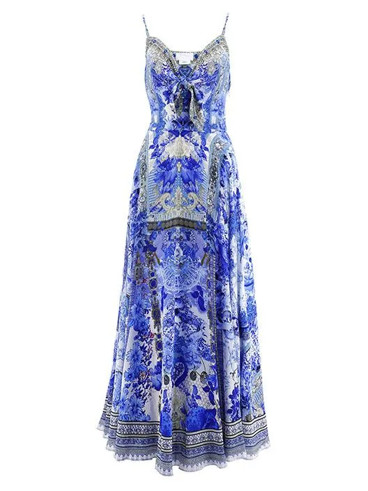 Long Dress W/Tie Front