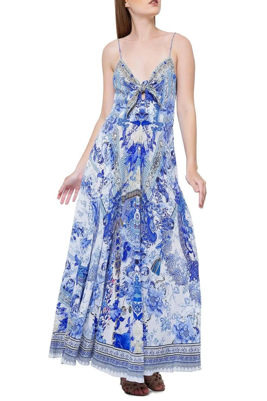 Long Dress W/Tie Front