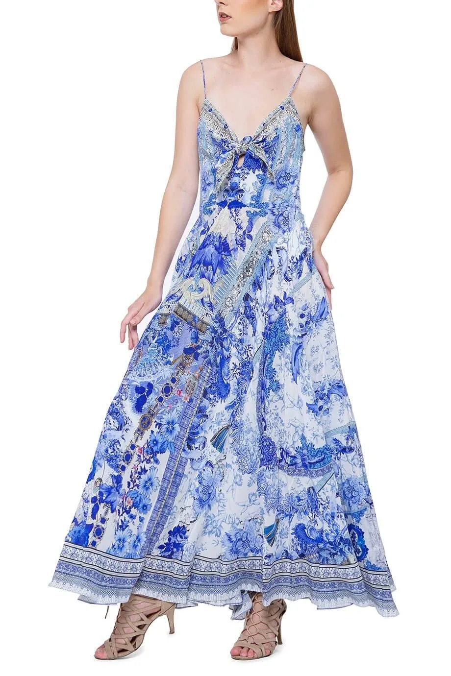 Long Dress W/Tie Front