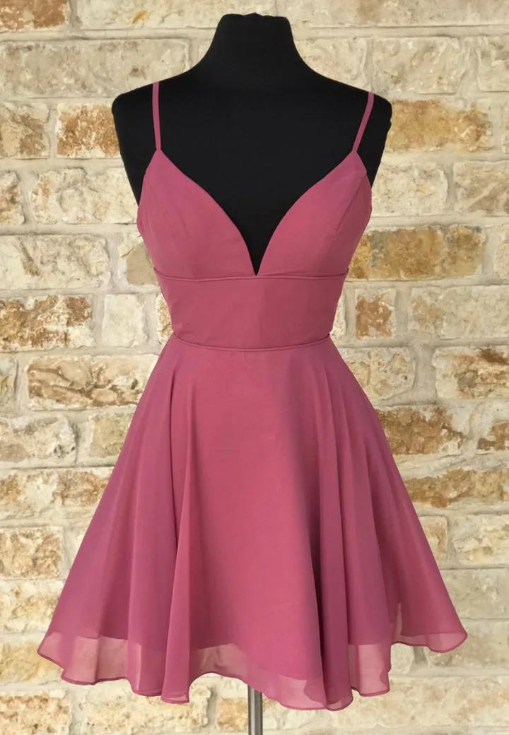 Luolandi Cute V-Neck Chiffon Short Prom Dresses A-Line Evening Dresses Sexy