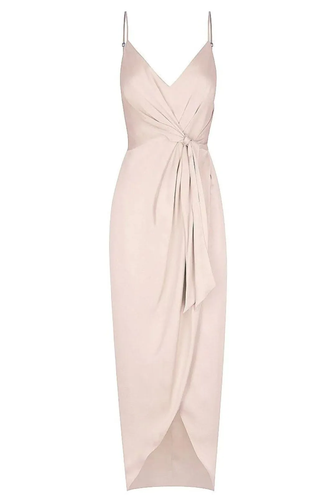 Luxe Tie Front Cocktail Dress Pink