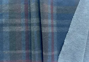 Mid-Weight Midnight Stormcloud Plaid Viscose Blend Ponte Knit (Made in the Netherlands)