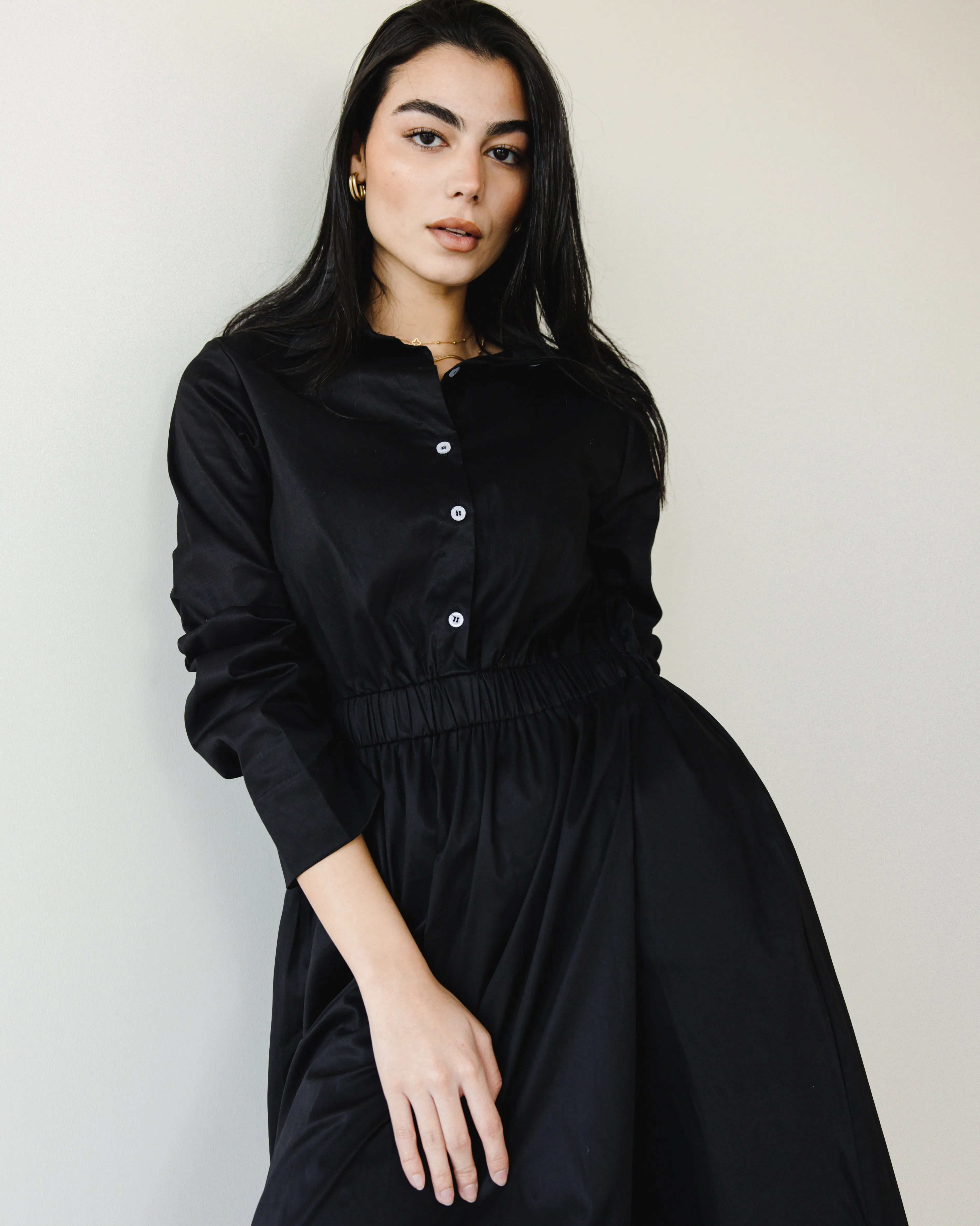MIDI SHIRT DRESS BLACK