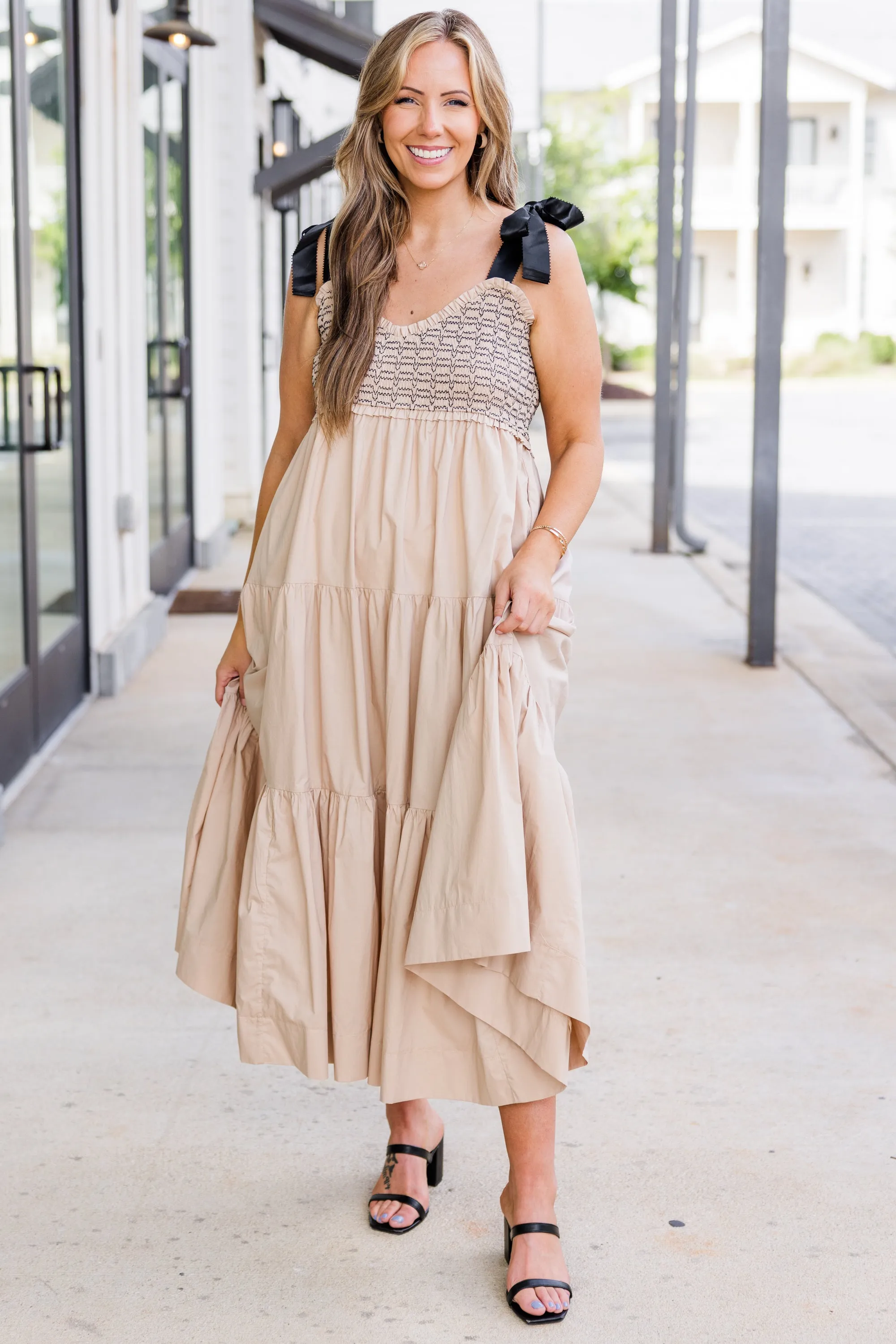 Midnight Garden Dress, Taupe
