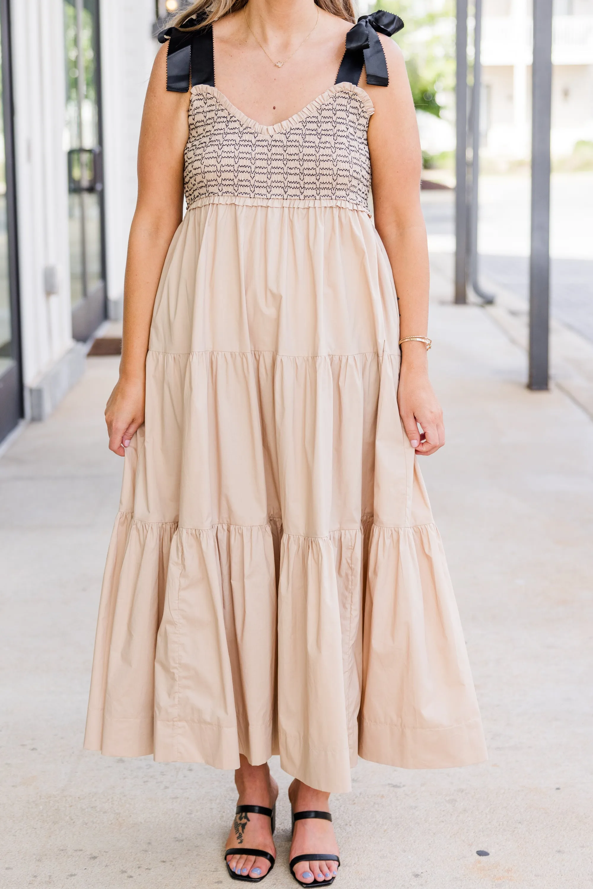 Midnight Garden Dress, Taupe