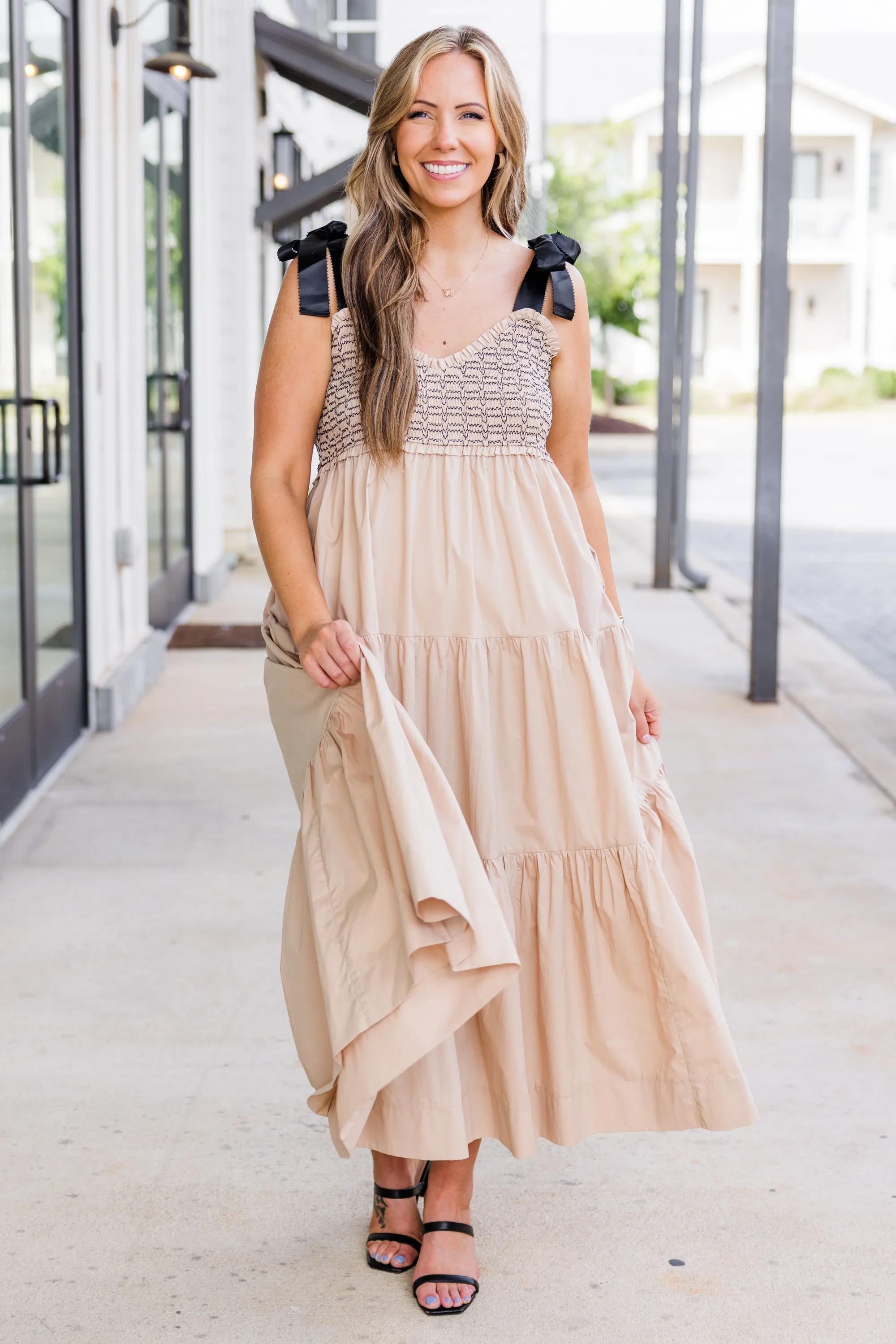 Midnight Garden Dress, Taupe