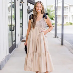 Midnight Garden Dress, Taupe