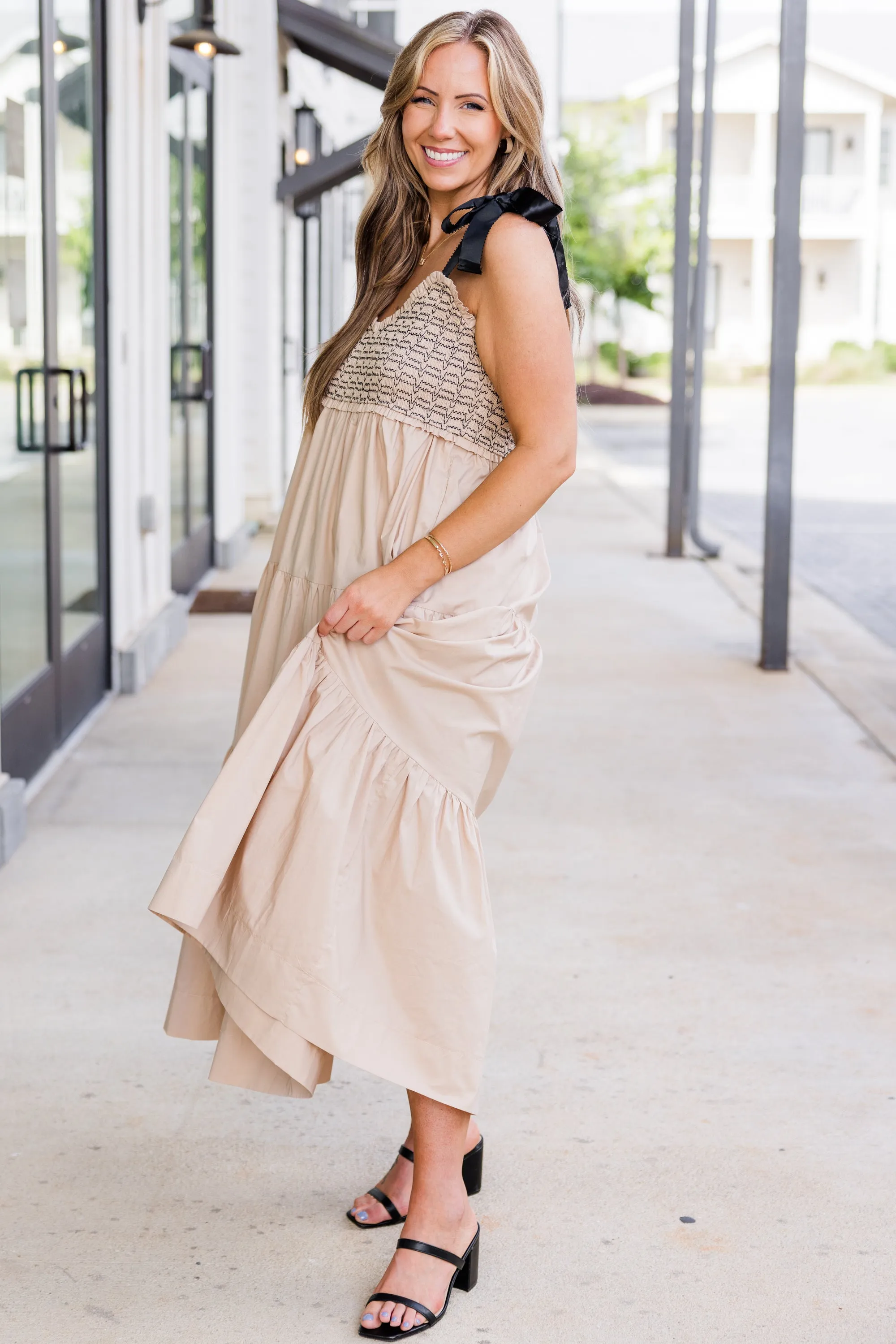 Midnight Garden Dress, Taupe