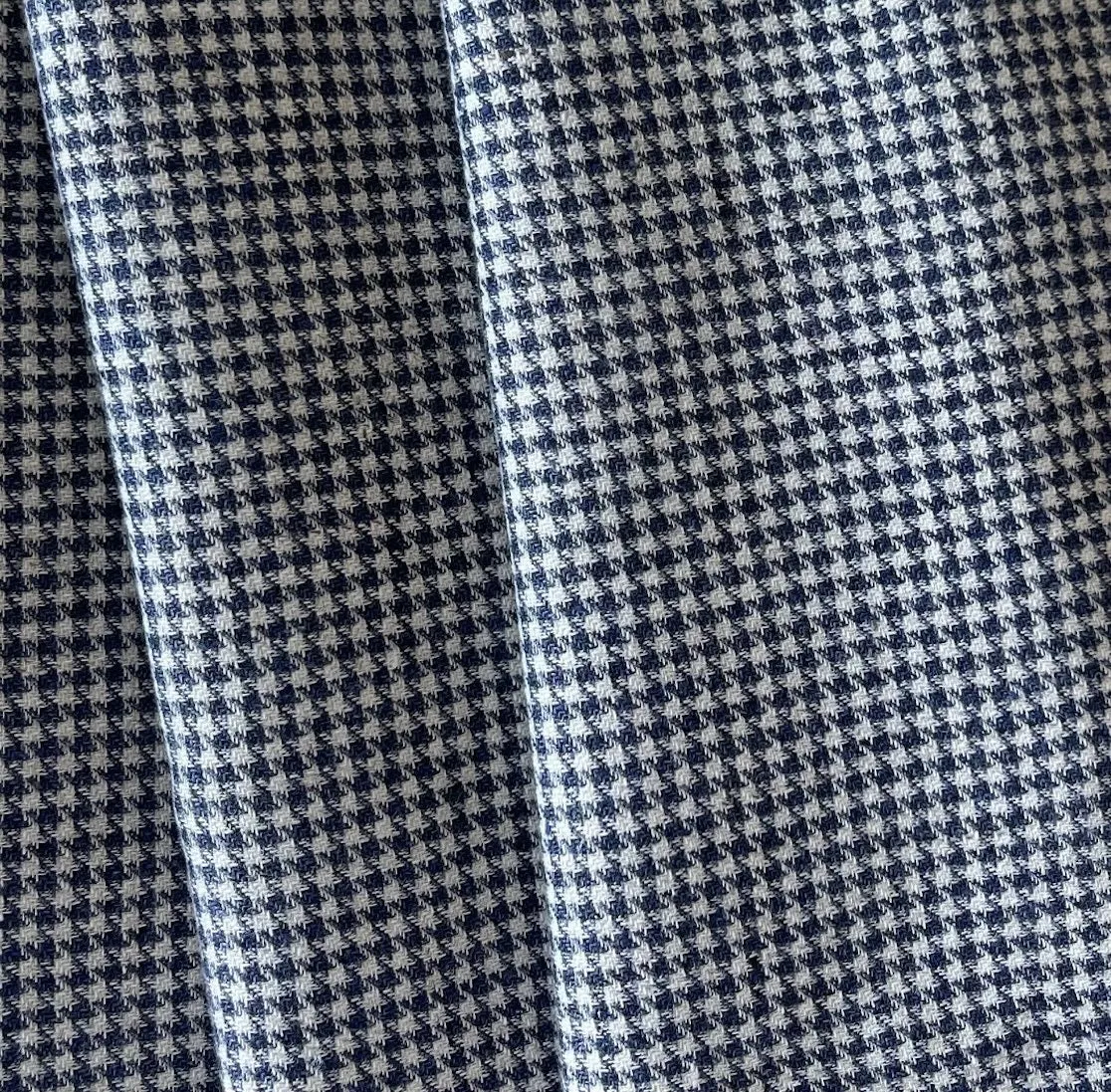 Midnight Navy & White Wool & Linen Houndstooth (Made in Italy)