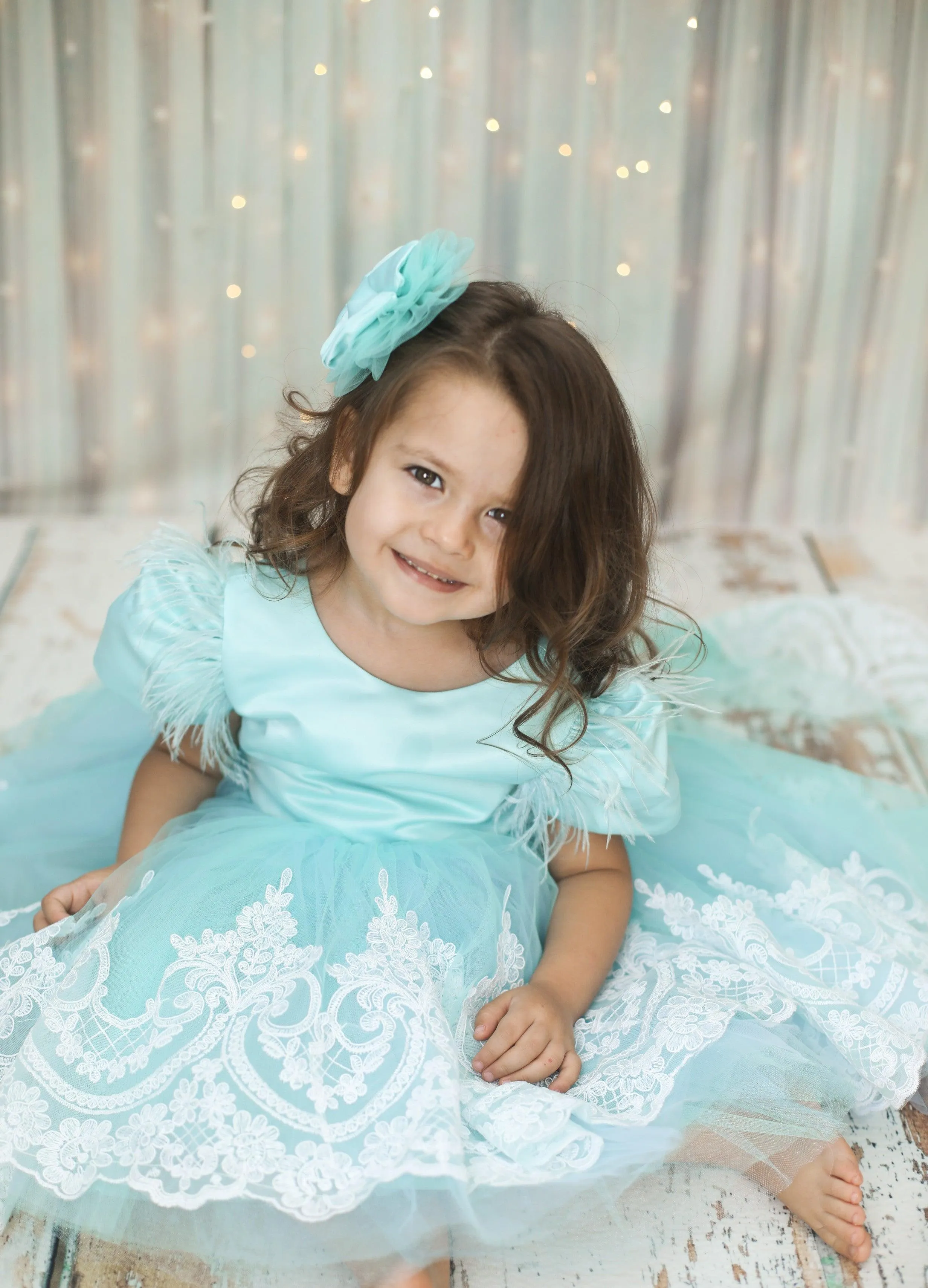 Mila girl dress turqouise