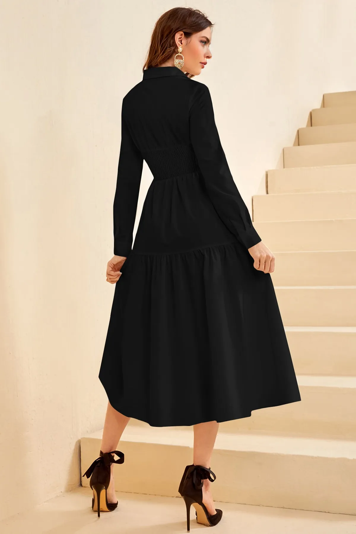Modely Ruffle Hem Shirt Dress