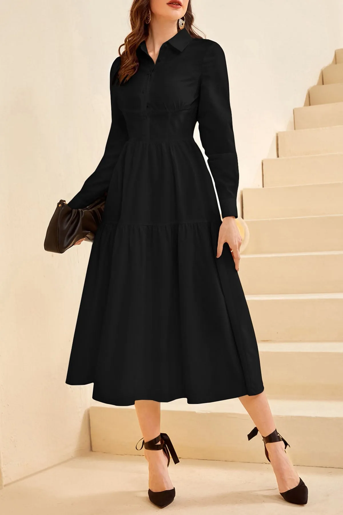 Modely Ruffle Hem Shirt Dress