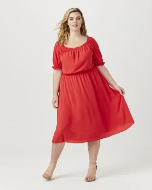 Naina Off-The-Shoulder Dress | Red